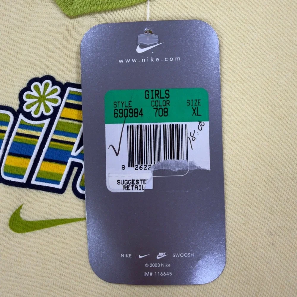 Nike Y2K V-Neck Baby Tee Girls XL Yellow Lime Green NWT Modern 690984-708